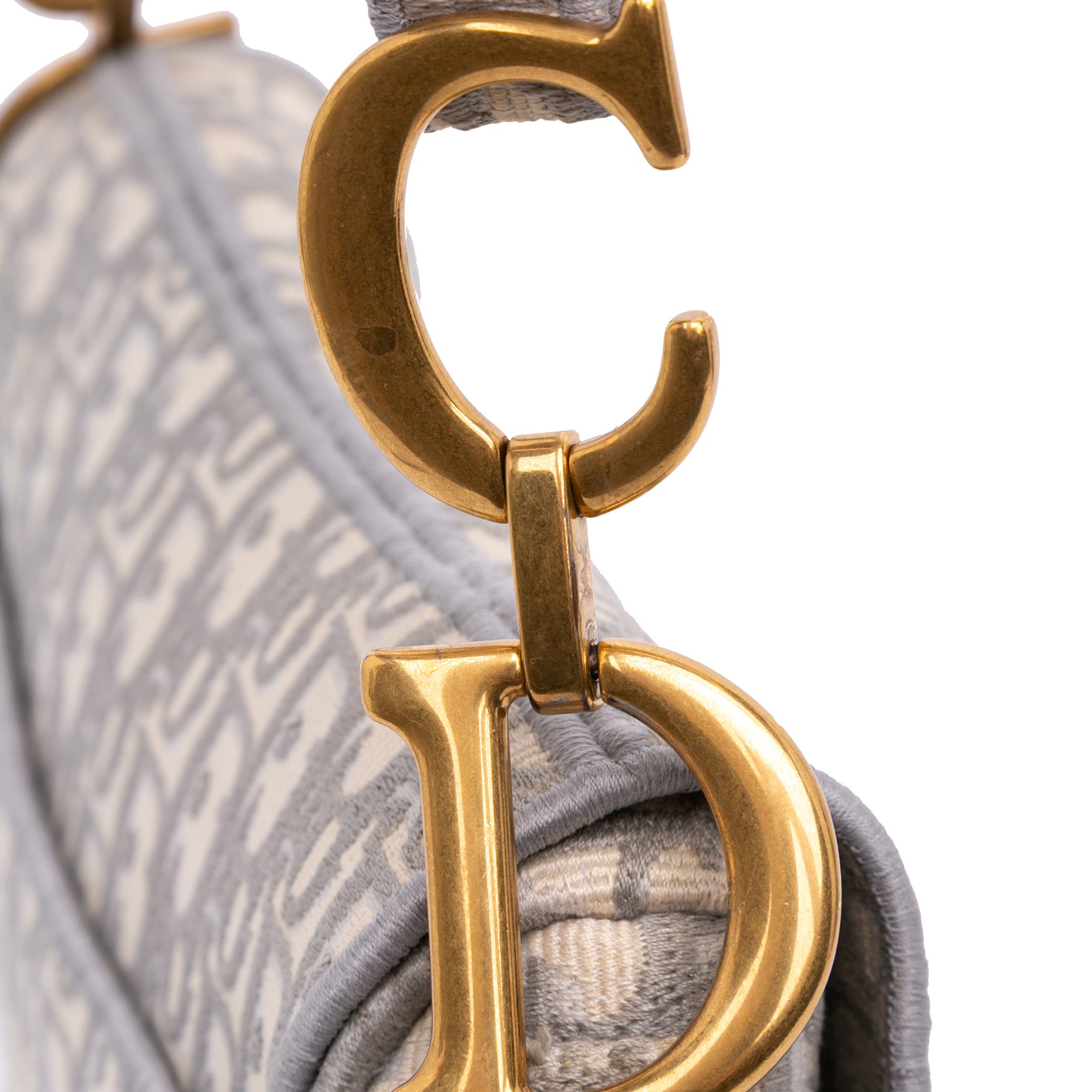 Oblique Embroidered Canvas Saddle Bag