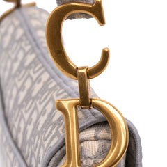 Oblique Embroidered Canvas Saddle Bag