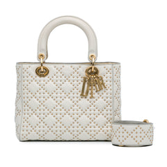 Medium Lambskin Cannage Studded Supple Lady Dior