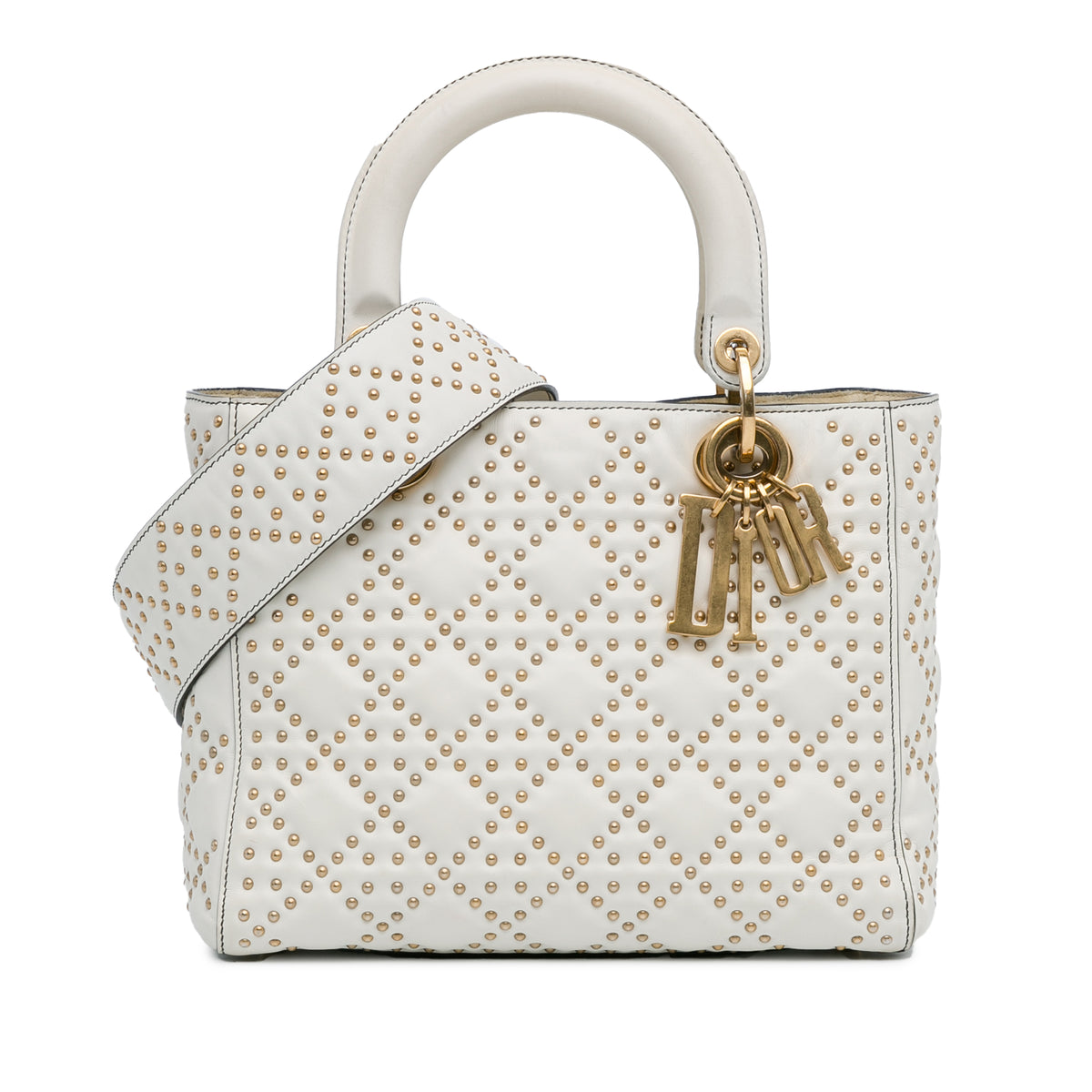 Medium Lambskin Cannage Studded Supple Lady Dior