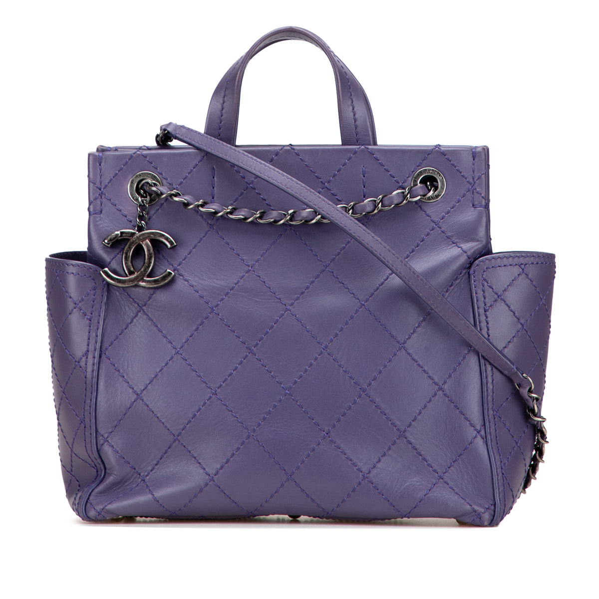Small CC Quilted Calfskin Pocket Tote