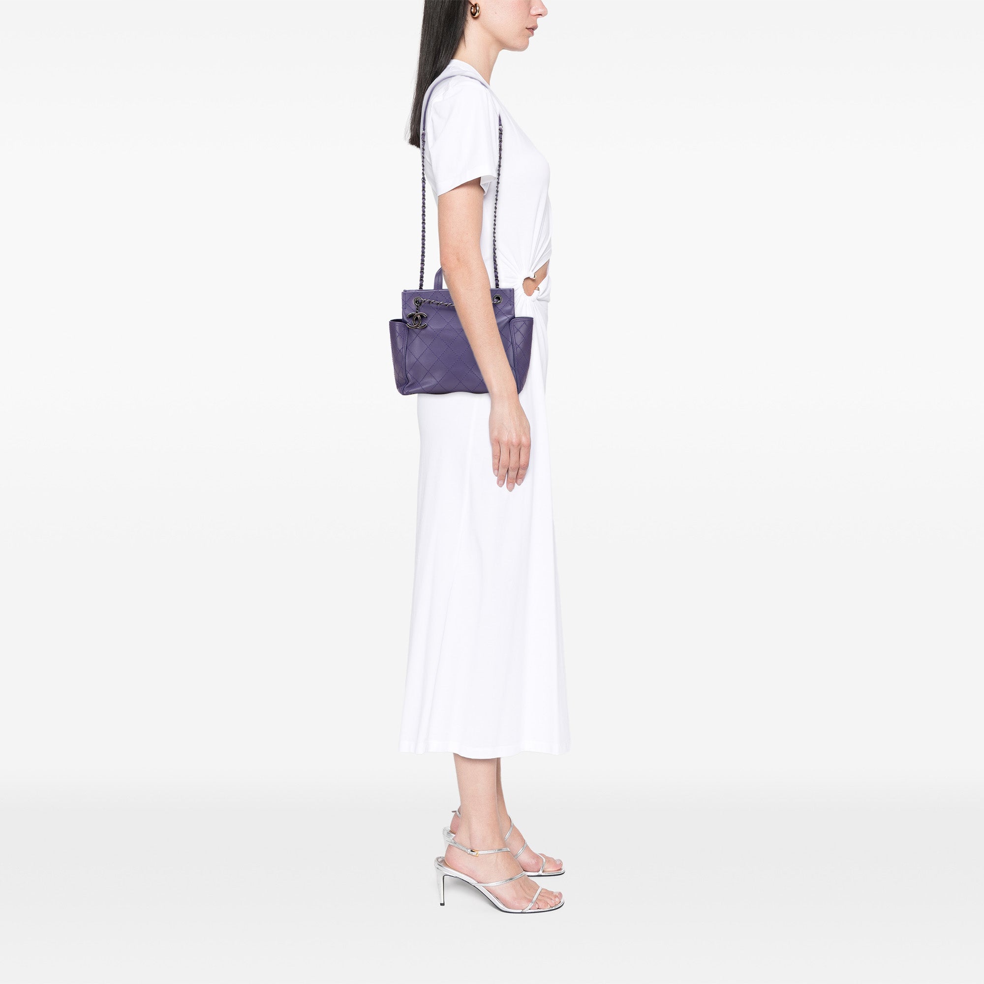 Small CC Quilted Calfskin Pocket Tote