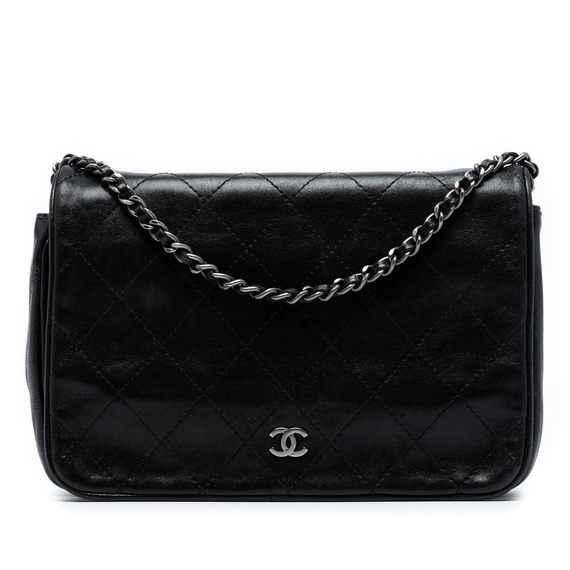 CC Quilted Lambskin Full Flap Wallet on Chain