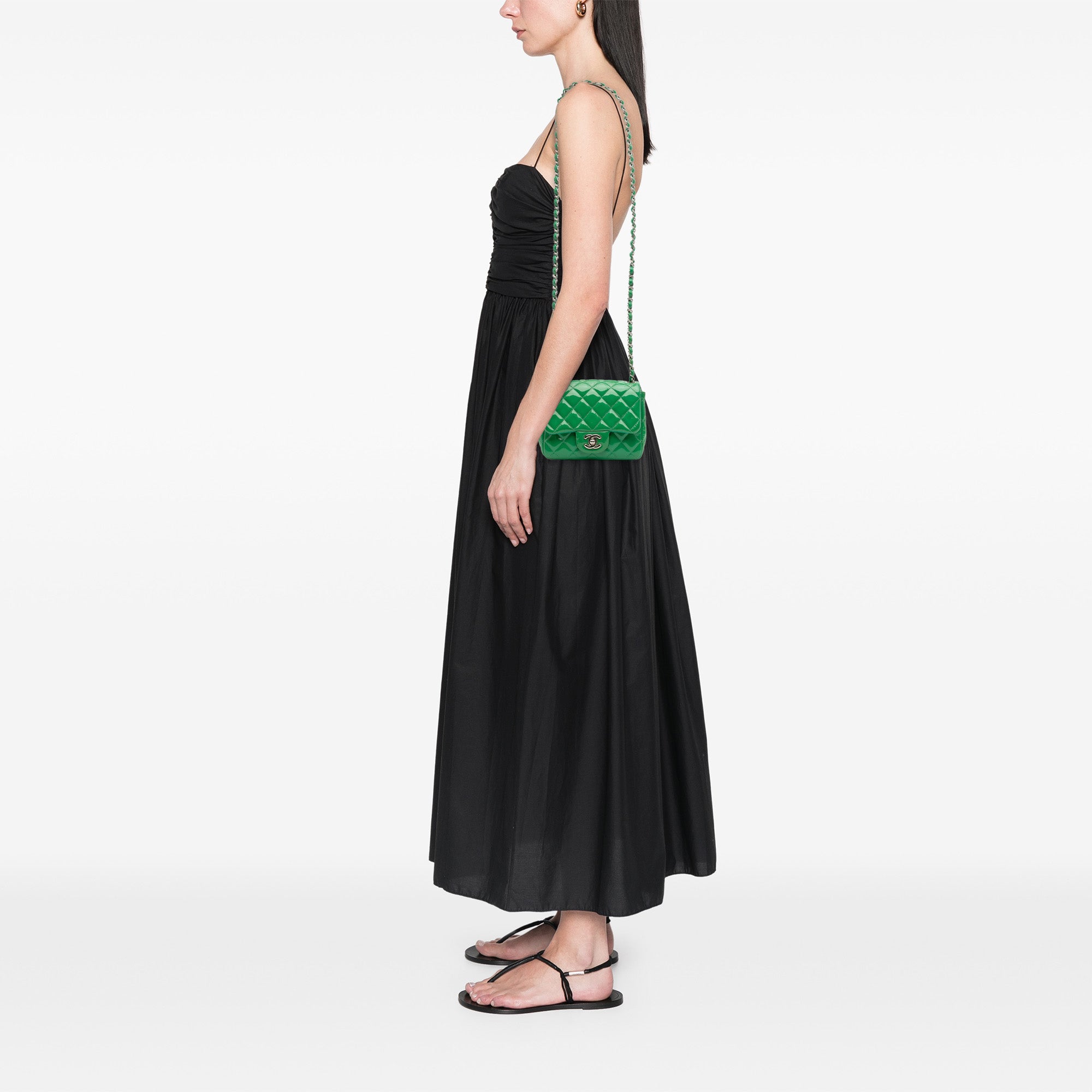 Mini Square Classic Patent Single Flap