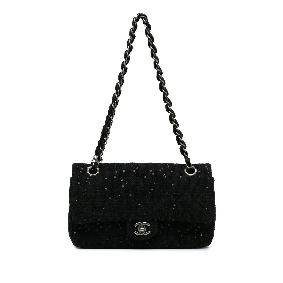 Medium Classic Sequined Tweed Double Flap