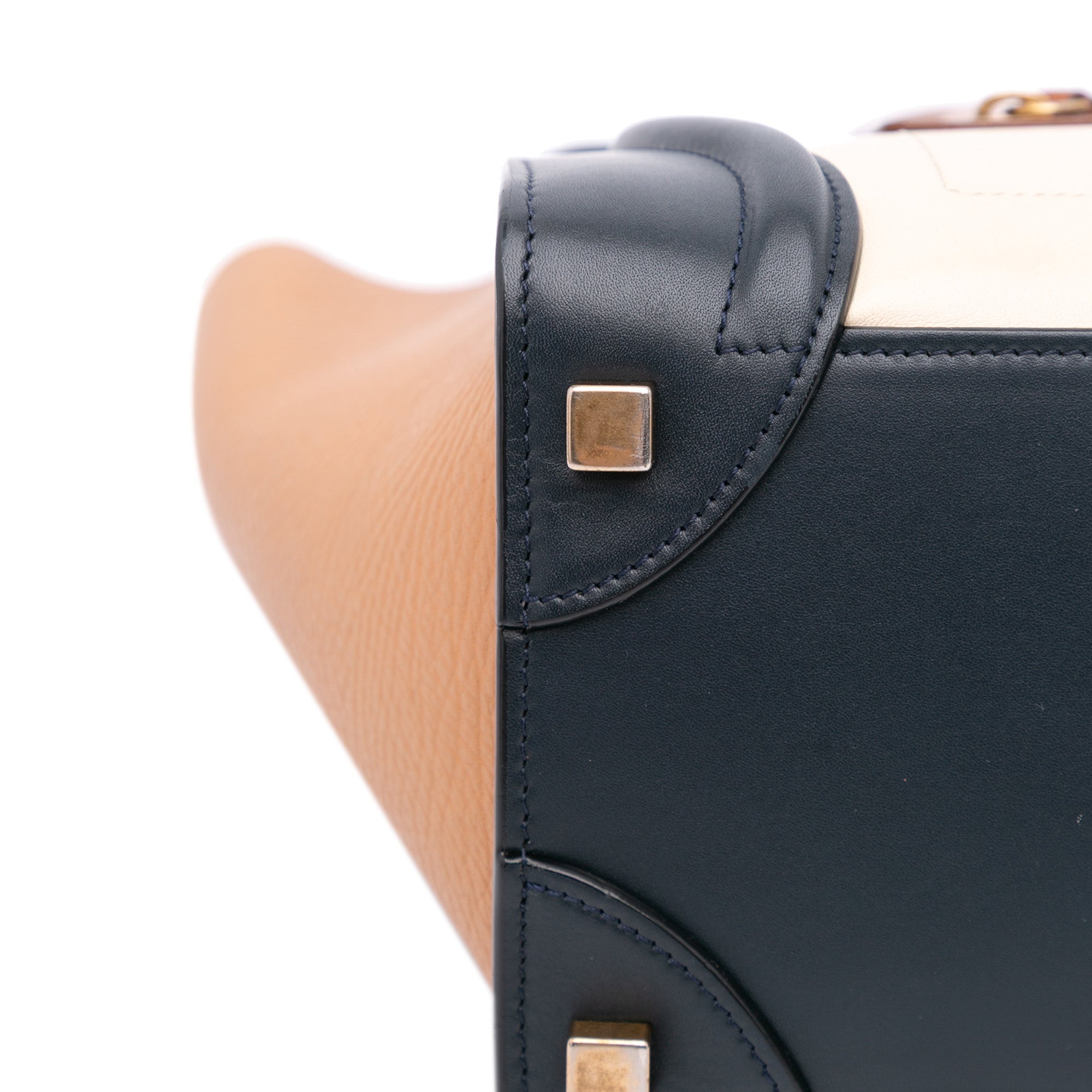 Mini Tricolor Leather Luggage Tote
