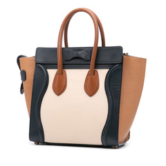 Mini Tricolor Leather Luggage Tote