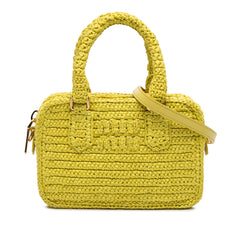 Raffia Crochet Arcadie Top Handle Bag