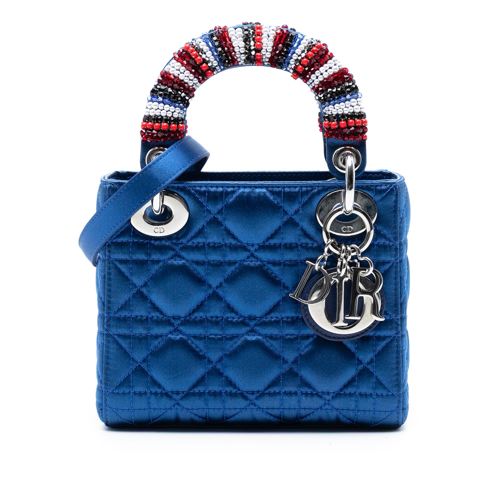 Mini Satin Cannage Beaded Handle Lady Dior