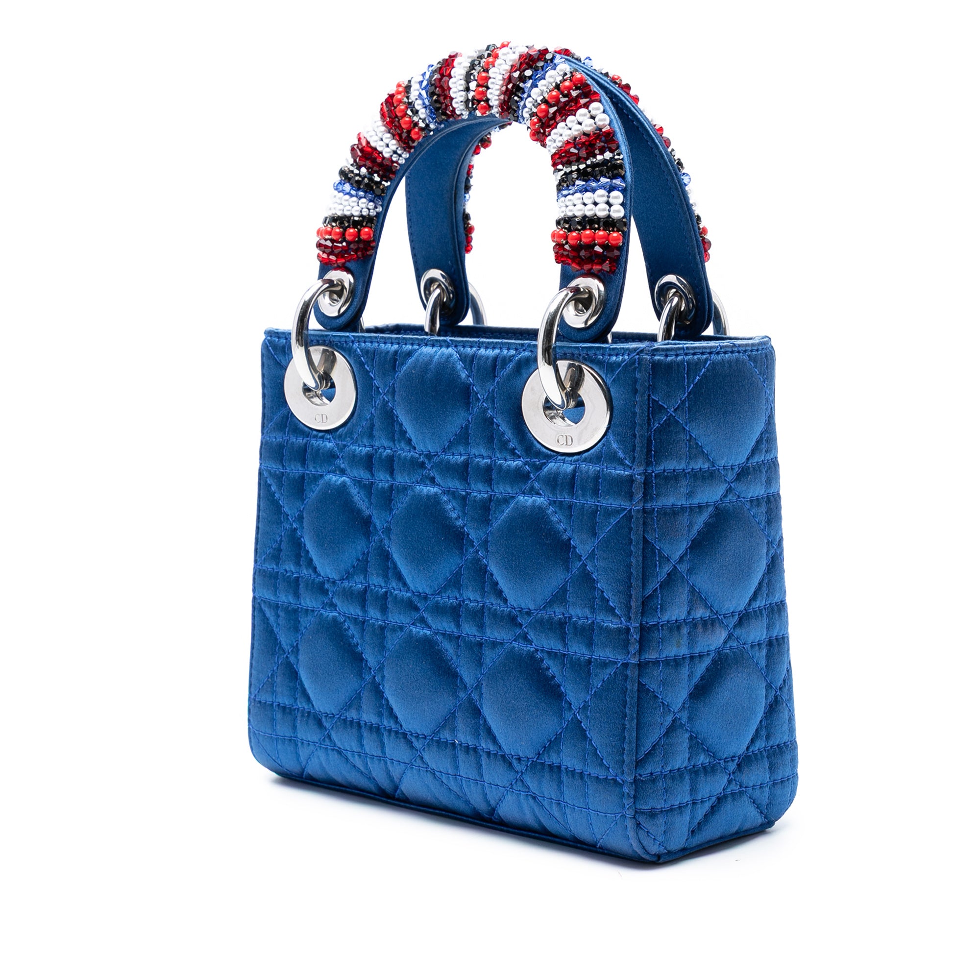 Mini Satin Cannage Beaded Handle Lady Dior