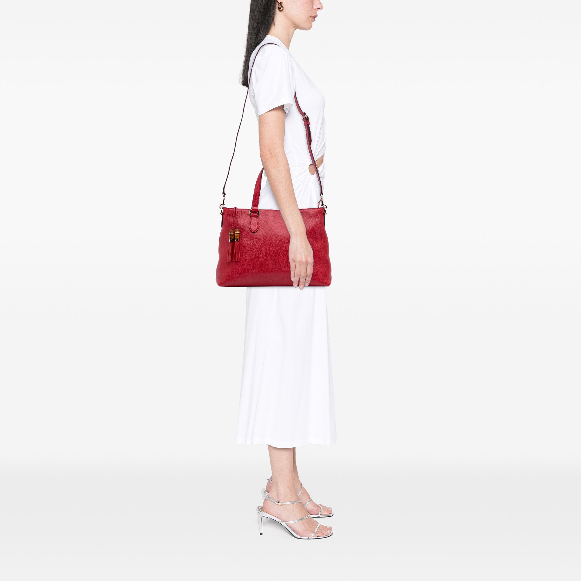 Leather Bamboo Tassel Satchel