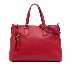 Leather Bamboo Tassel Satchel