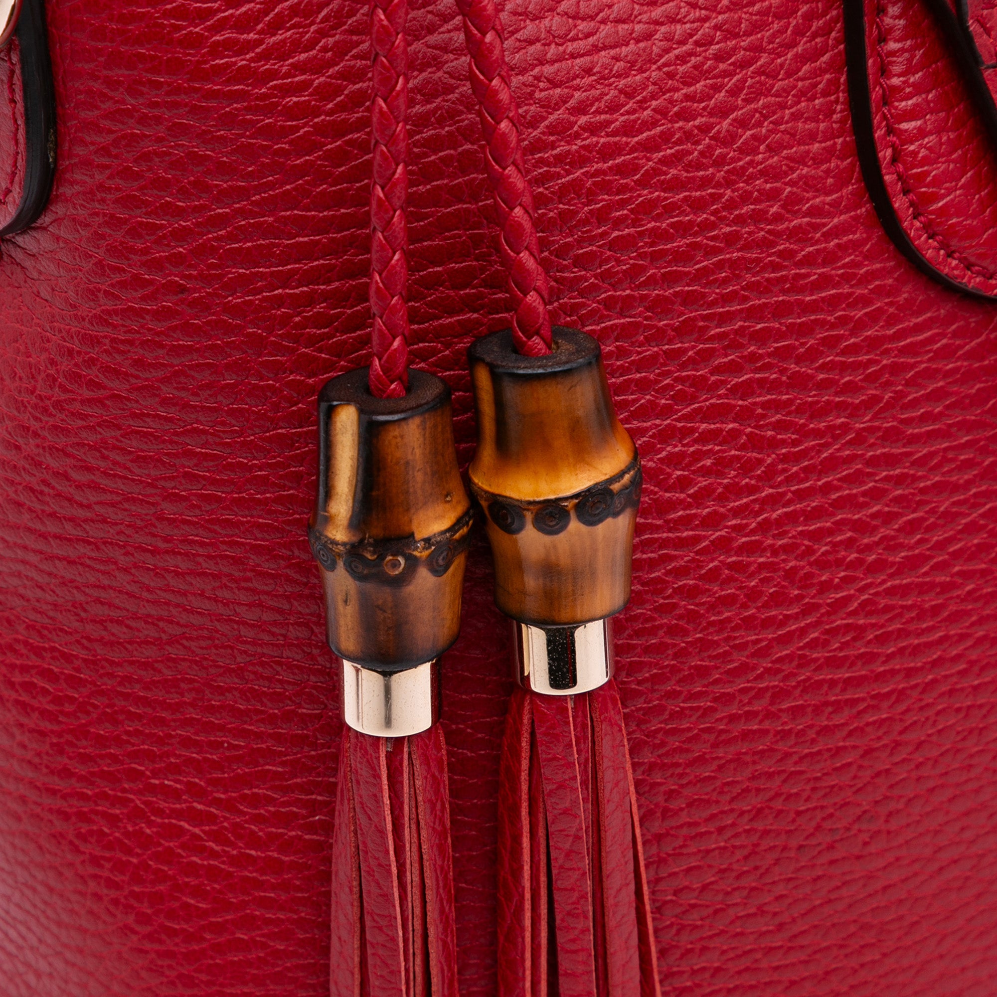 Leather Bamboo Tassel Satchel