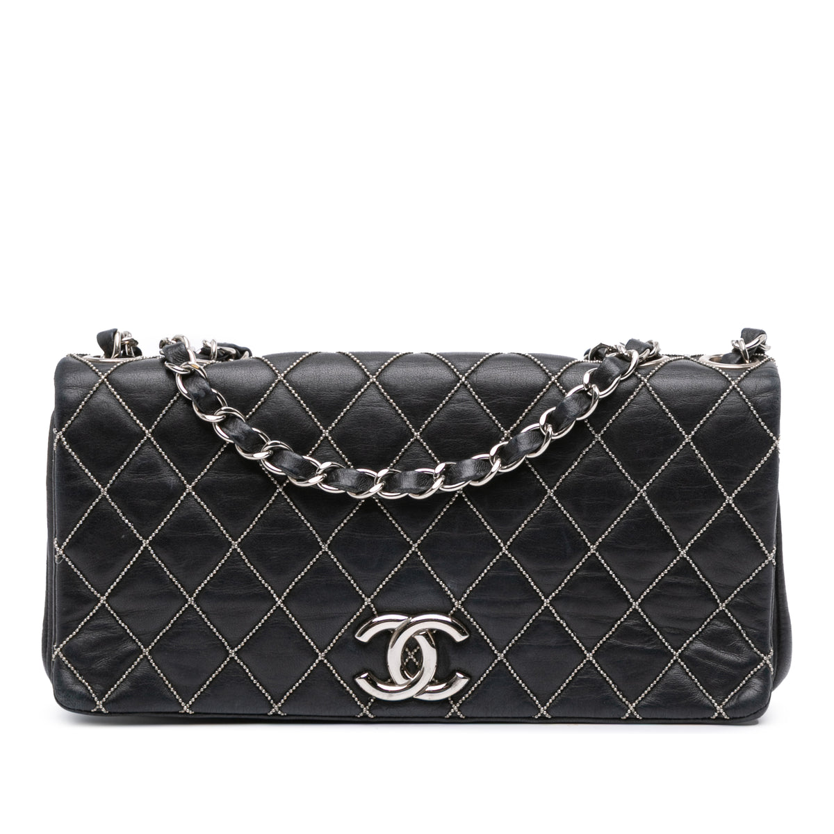 Quilted Lambskin Studded Metal Beauty Flap