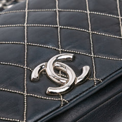 Quilted Lambskin Studded Metal Beauty Flap