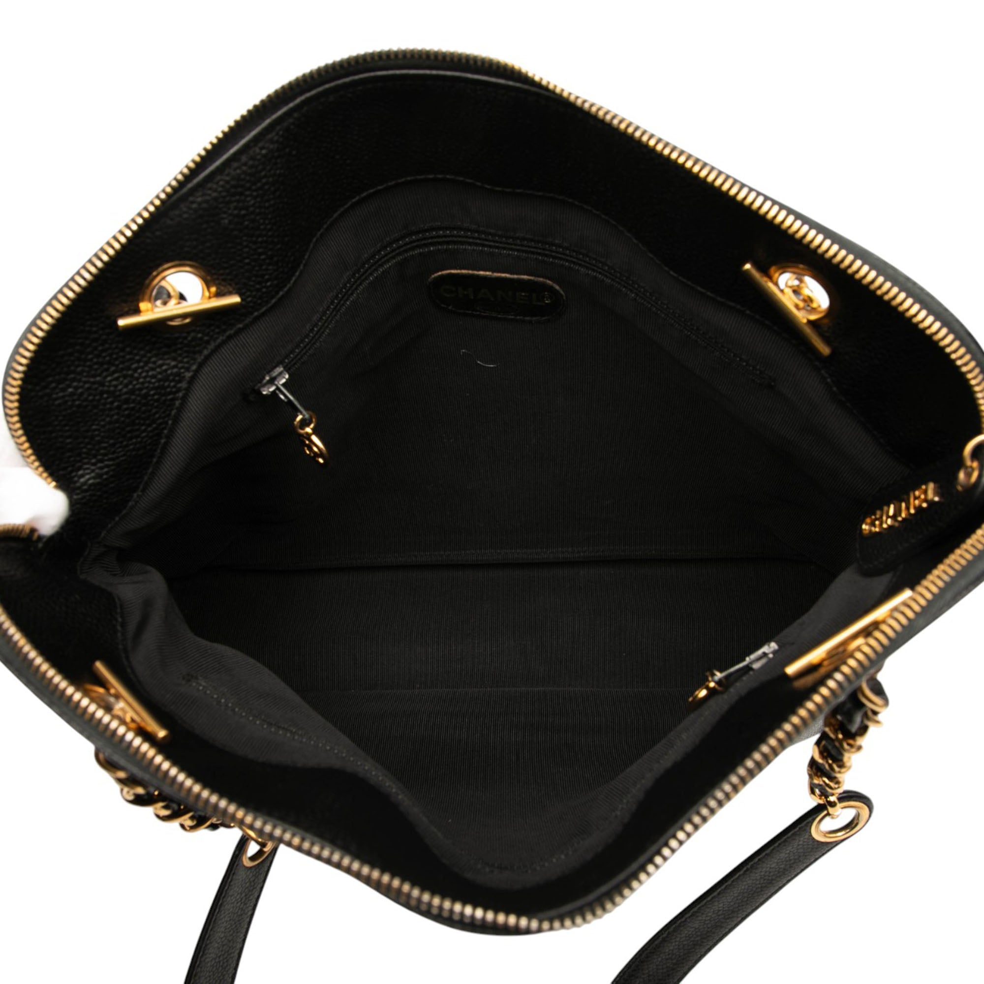 Caviar Logo Chain Shoulder Bag