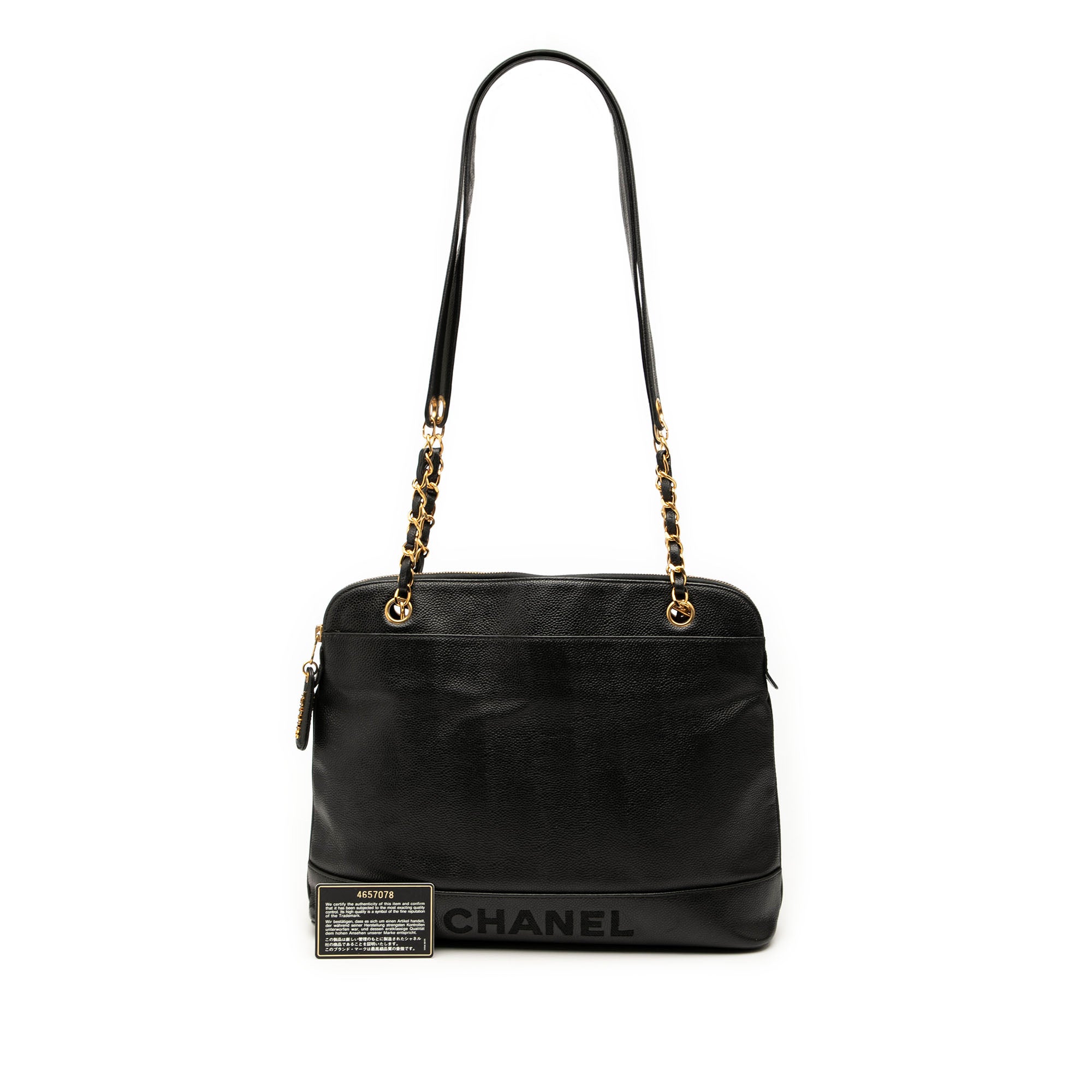 Caviar Logo Chain Shoulder Bag