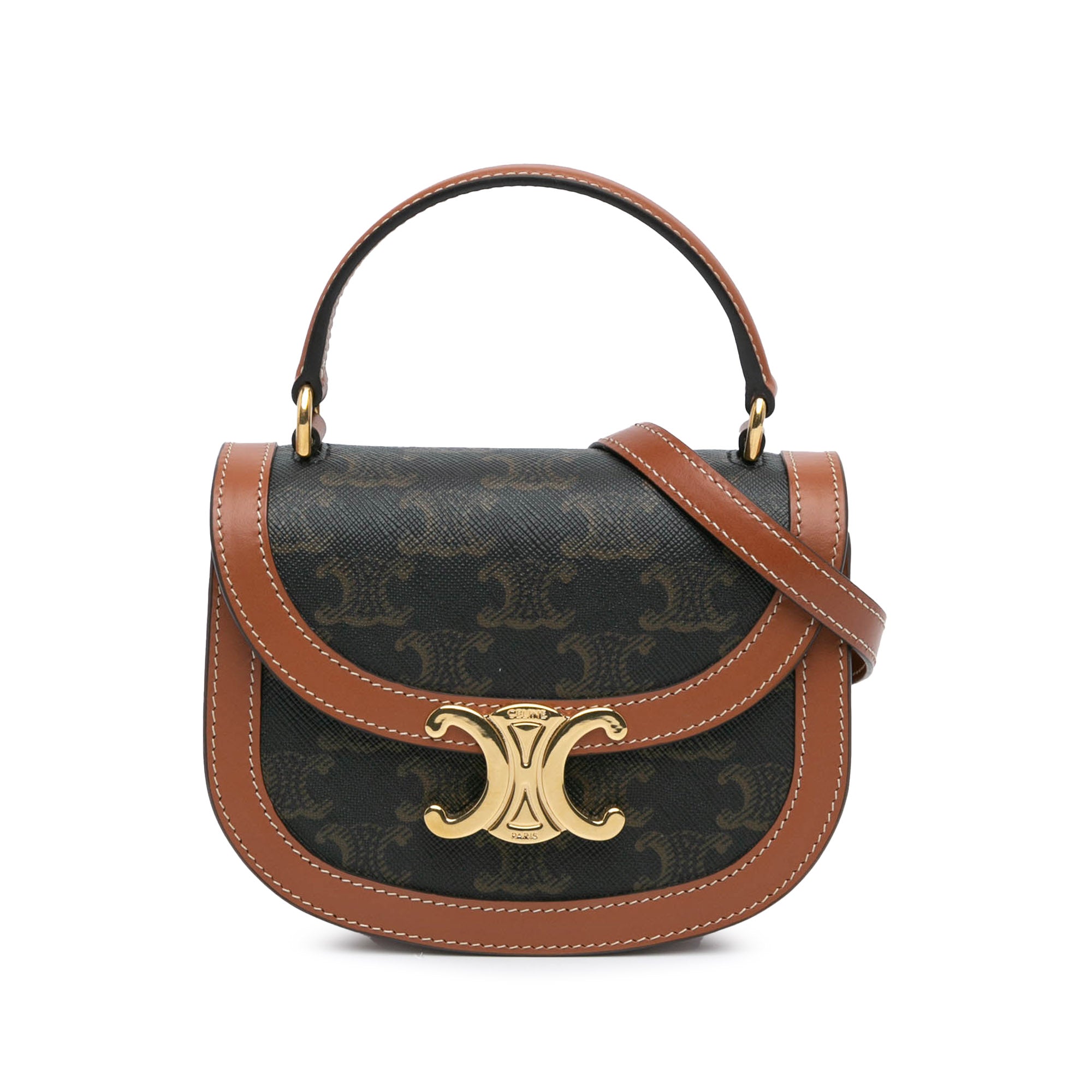 Mini Triomphe Coated Canvas Besace Clea Satchel