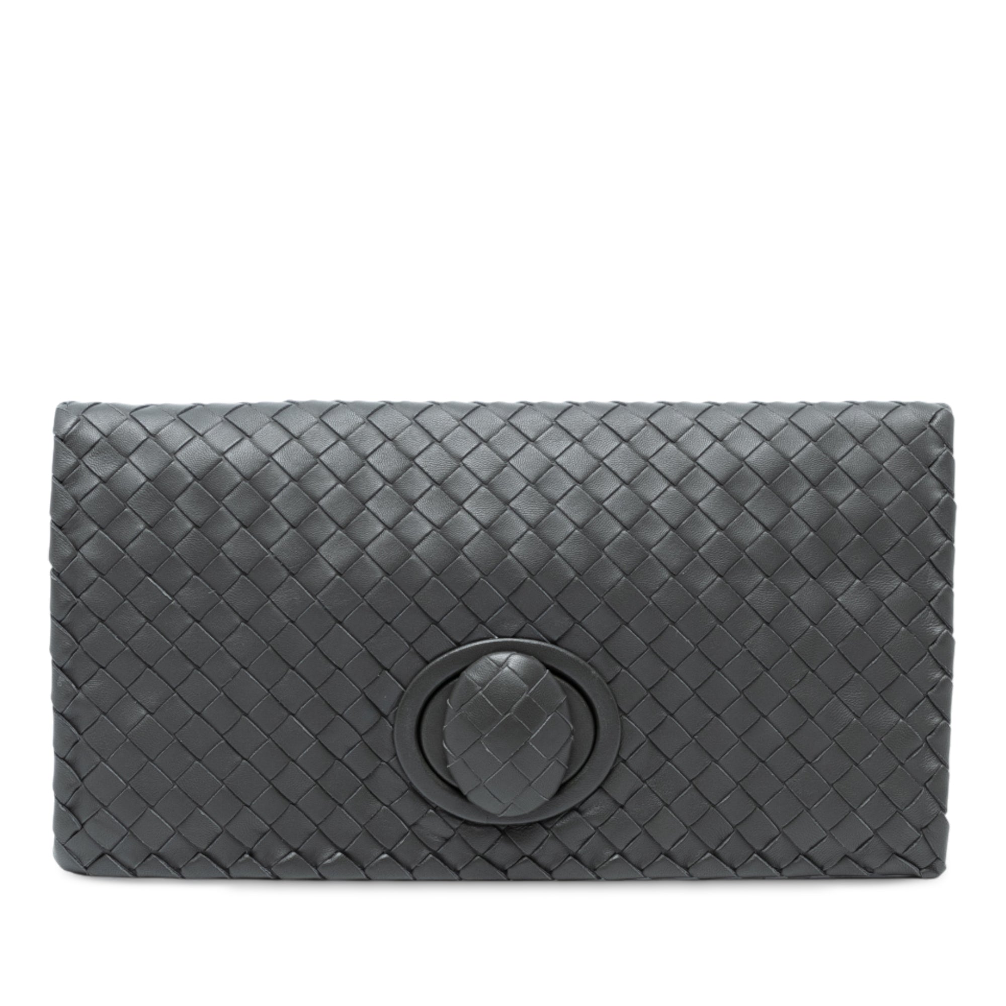 Nappa Intrecciato Turn Lock Clutch