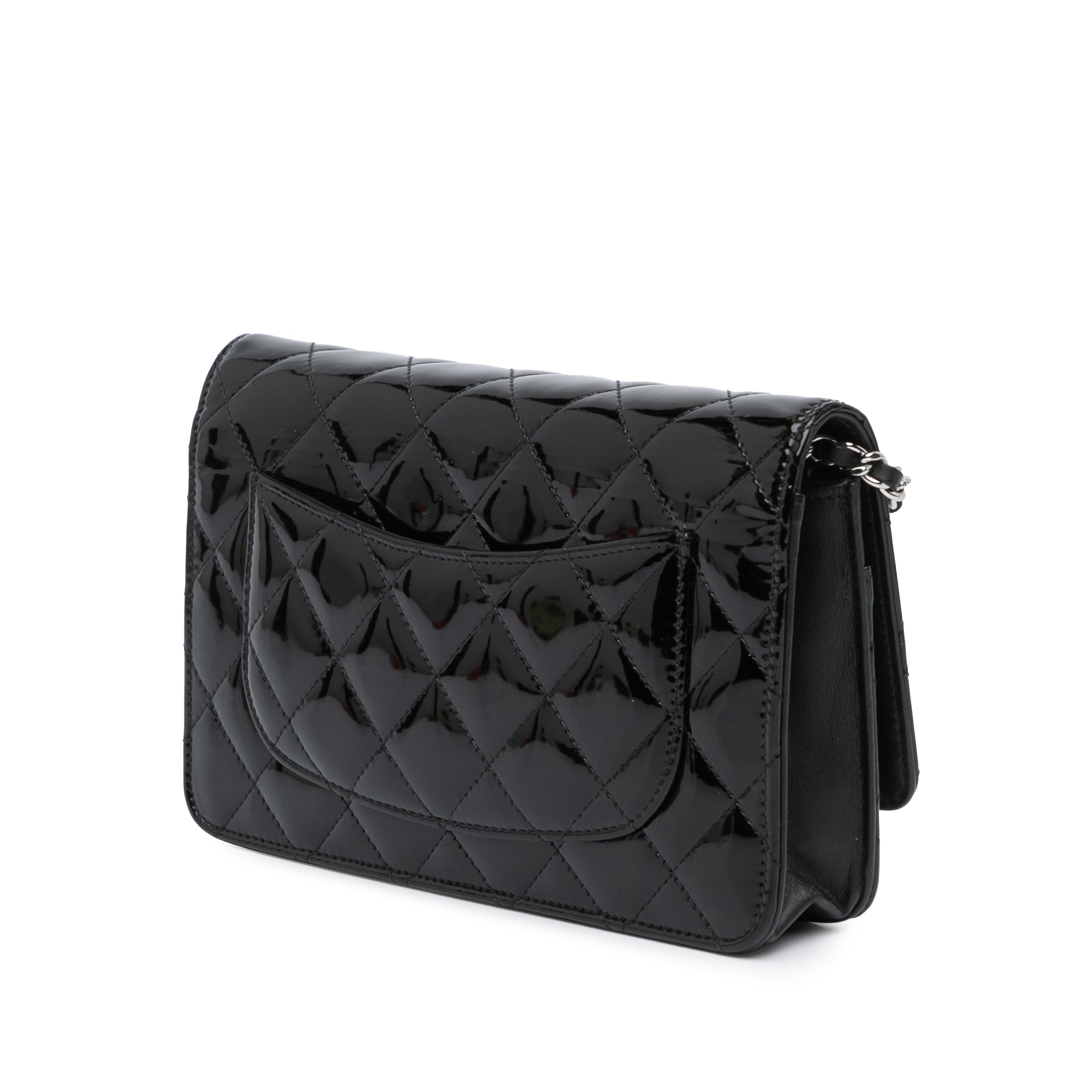 CC Quilted Patent Wallet On Chain