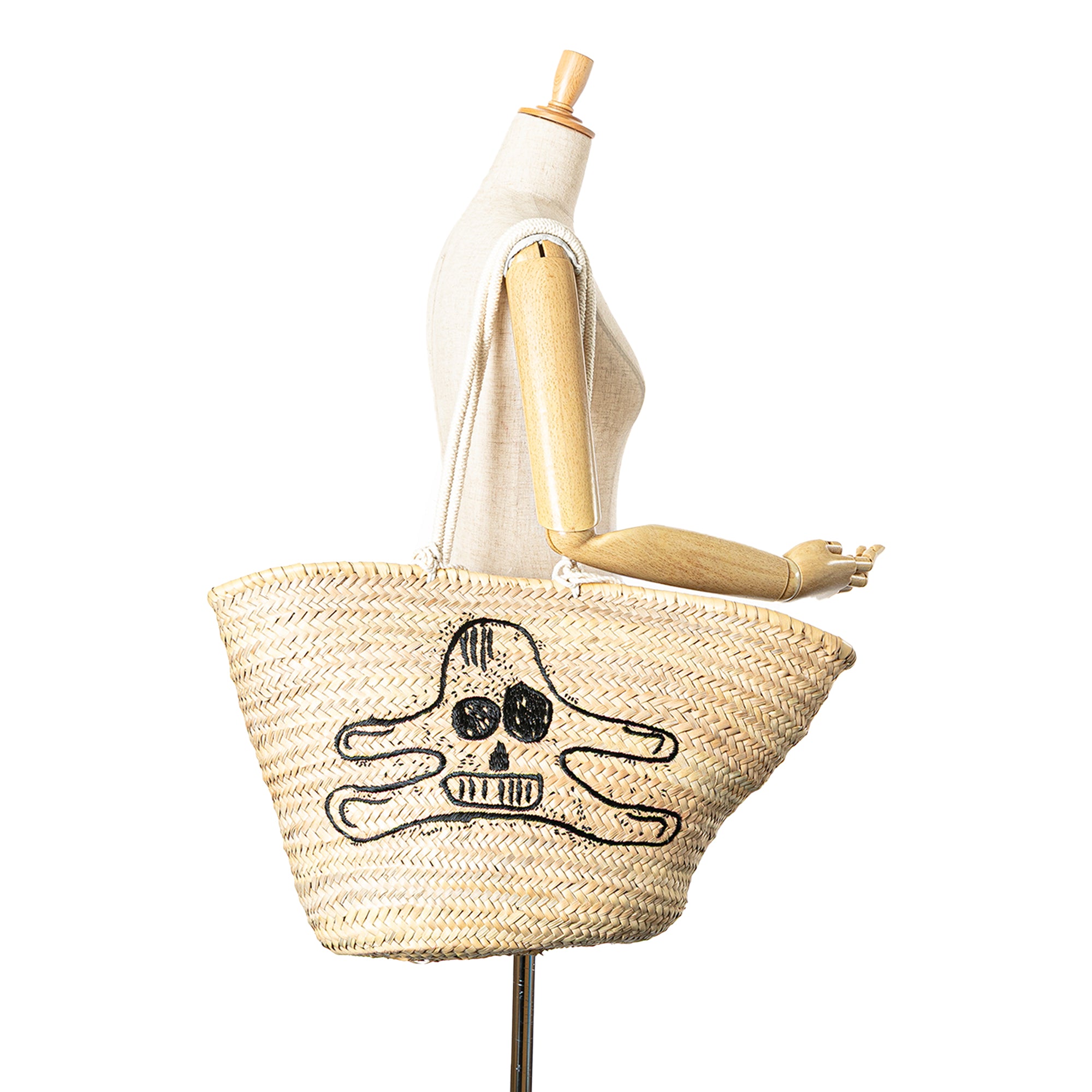Andre Butzer Large Raffia Classic Wanderer Embroidered Shopping Tote