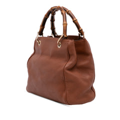 Small Calfskin Bamboo Shopper Satchel