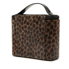 Perforated Leather Leopard Print Vanity Bag