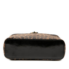 Perforated Leather Leopard Print Vanity Bag