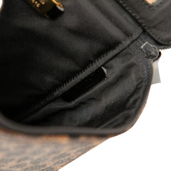 Perforated Leather Leopard Print Vanity Bag