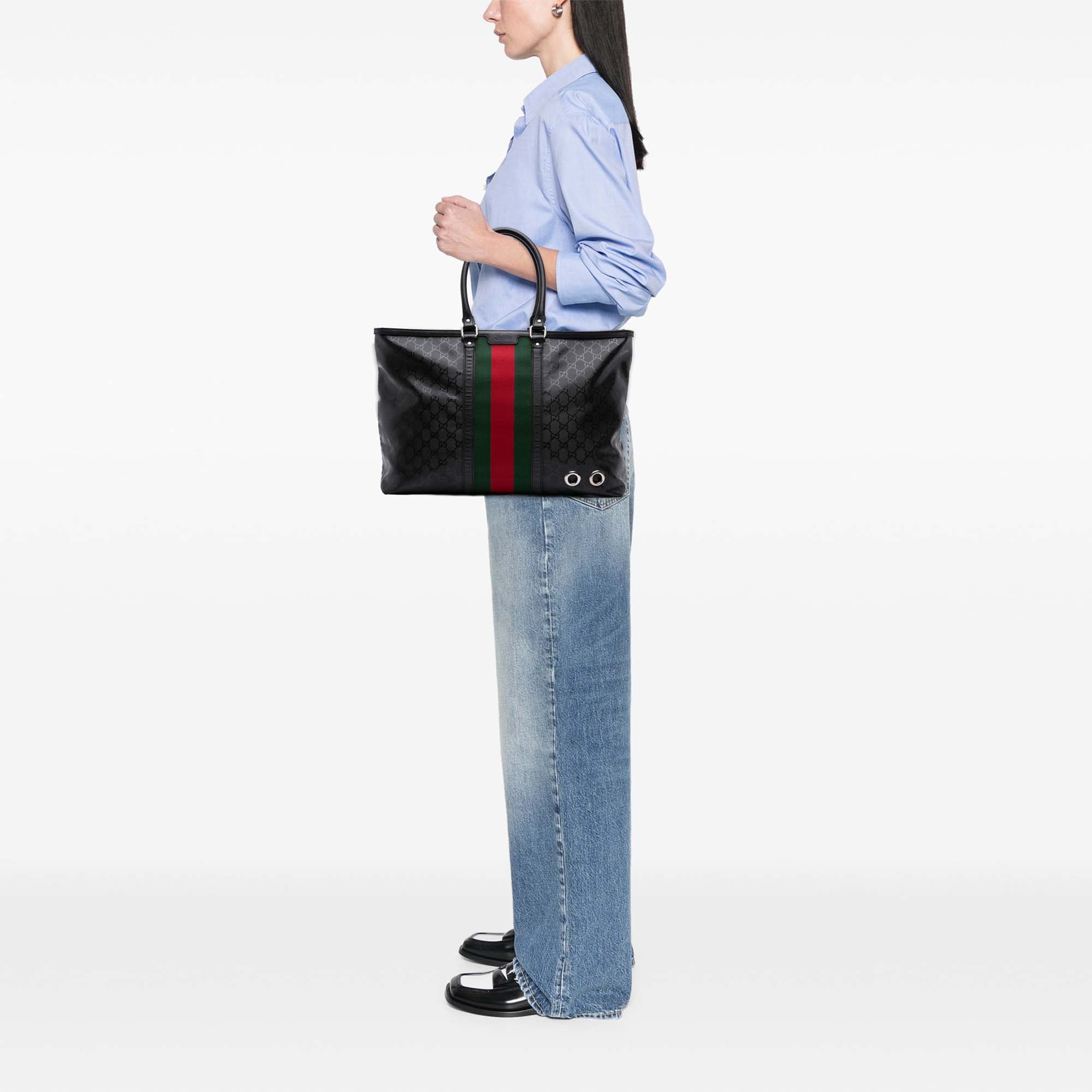 Large GG Imprime Web 500 Tote
