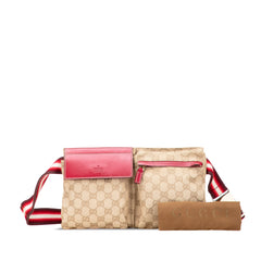 GG Canvas Web Double Pocket Belt Bag