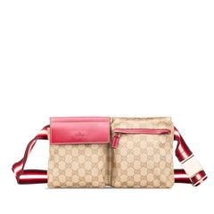 GG Canvas Web Double Pocket Belt Bag
