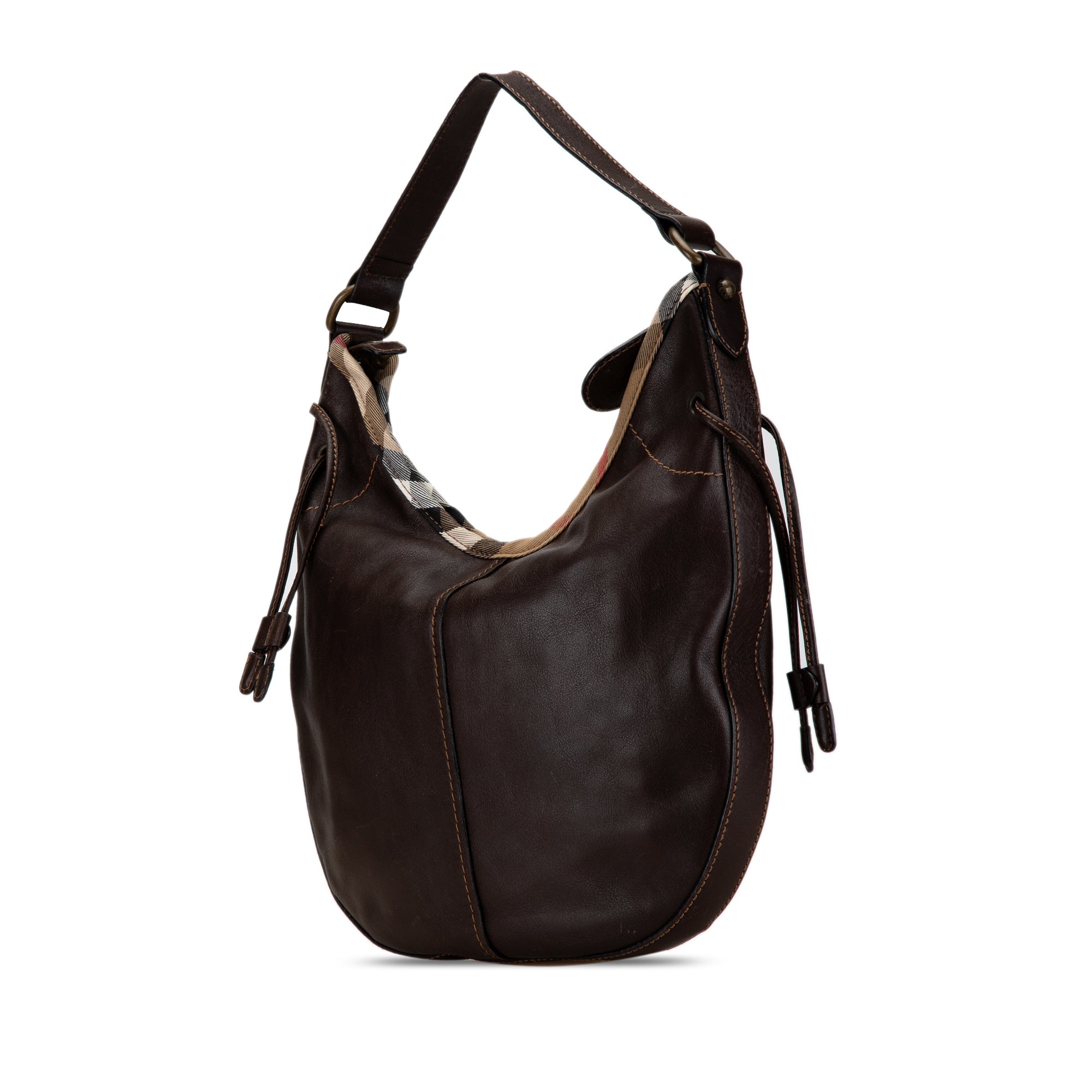 Leather Nova Check Trim Hobo