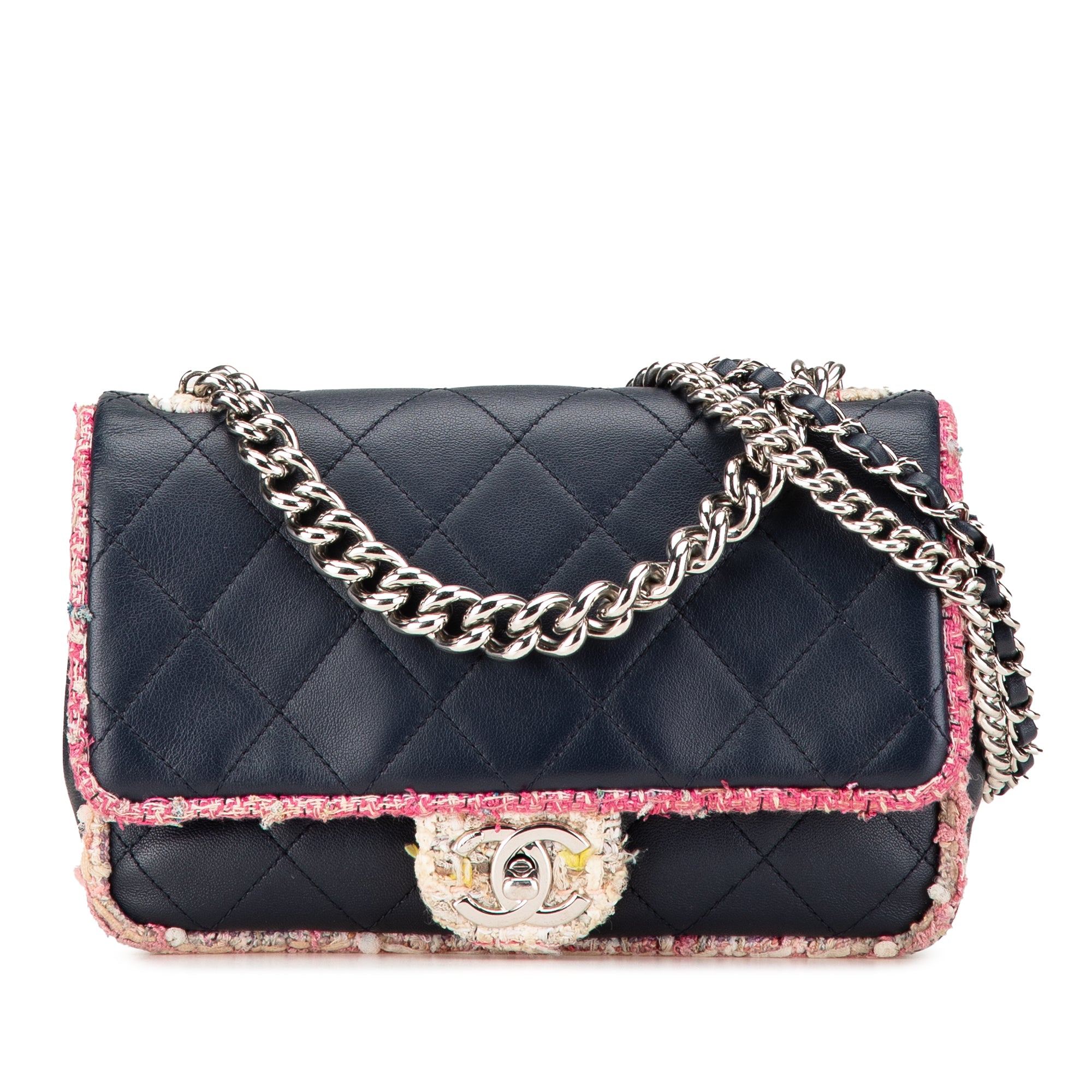 Quilted Lambskin and Tweed Elegant Trim Flap