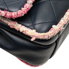 Quilted Lambskin and Tweed Elegant Trim Flap