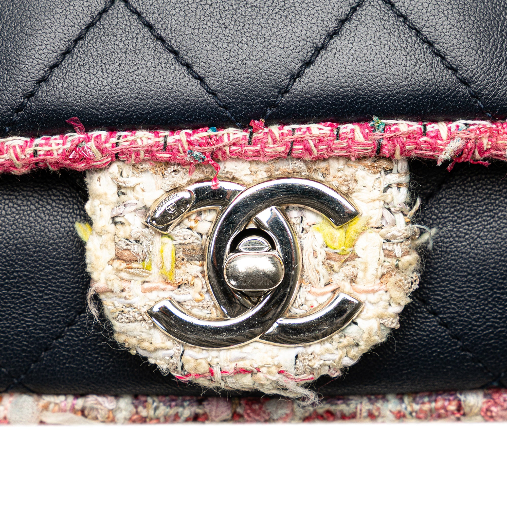 Quilted Lambskin and Tweed Elegant Trim Flap
