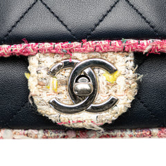 Quilted Lambskin and Tweed Elegant Trim Flap