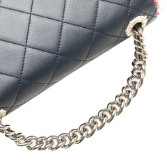 Quilted Lambskin and Tweed Elegant Trim Flap