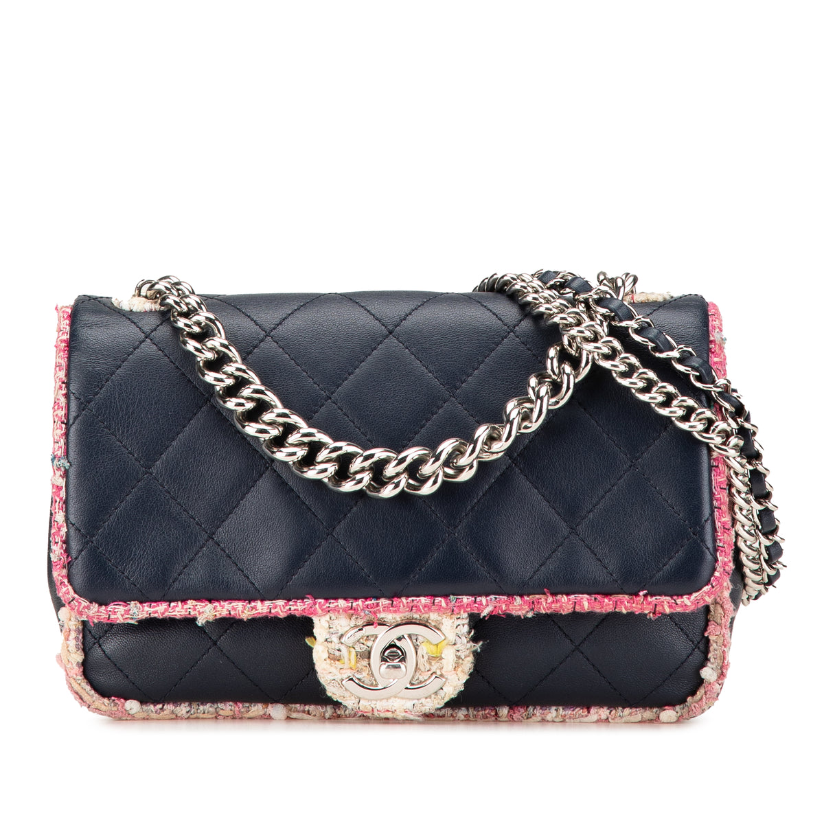 Quilted Lambskin and Tweed Elegant Trim Flap