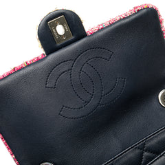 Quilted Lambskin and Tweed Elegant Trim Flap