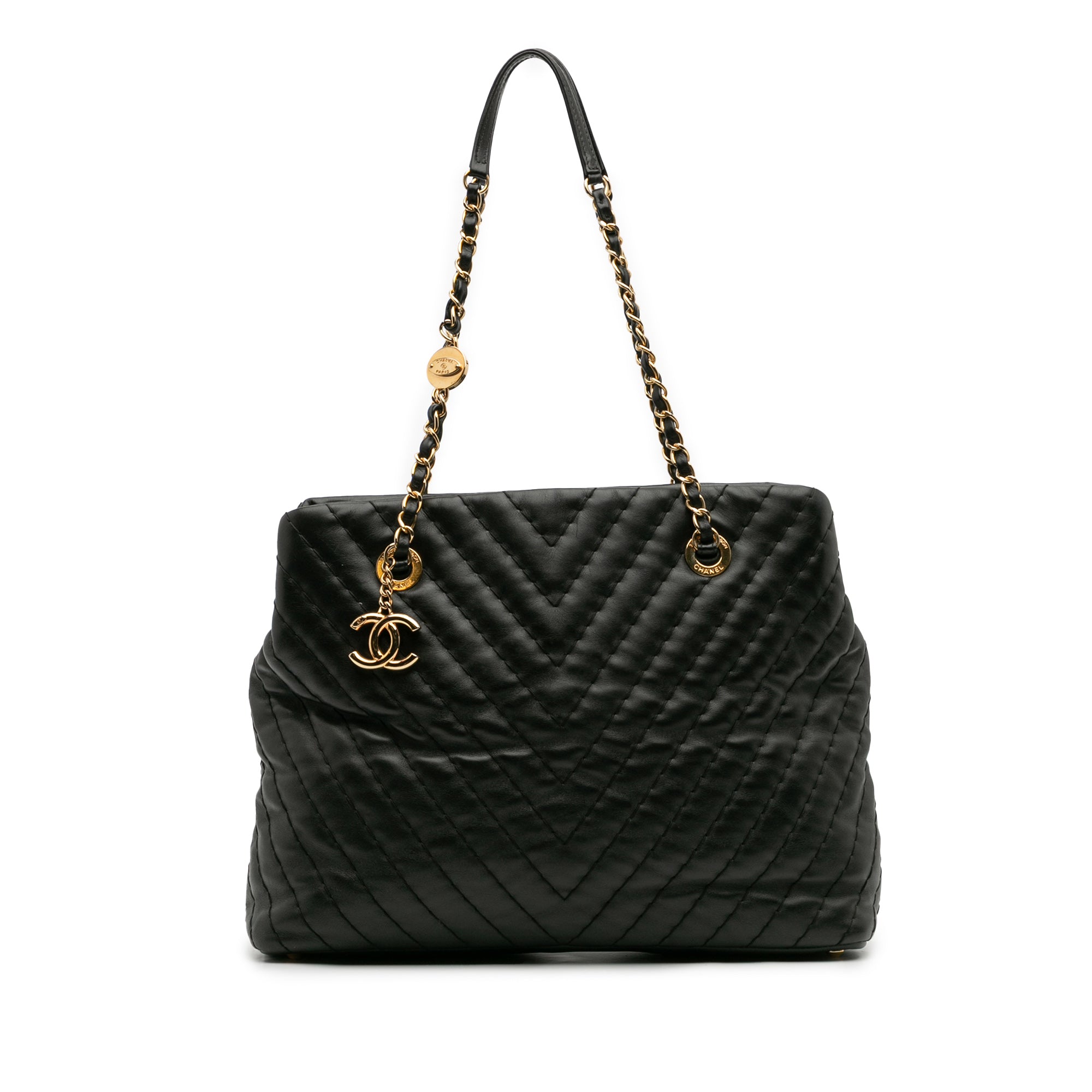 Large Chevron Calfskin Surpique Tote