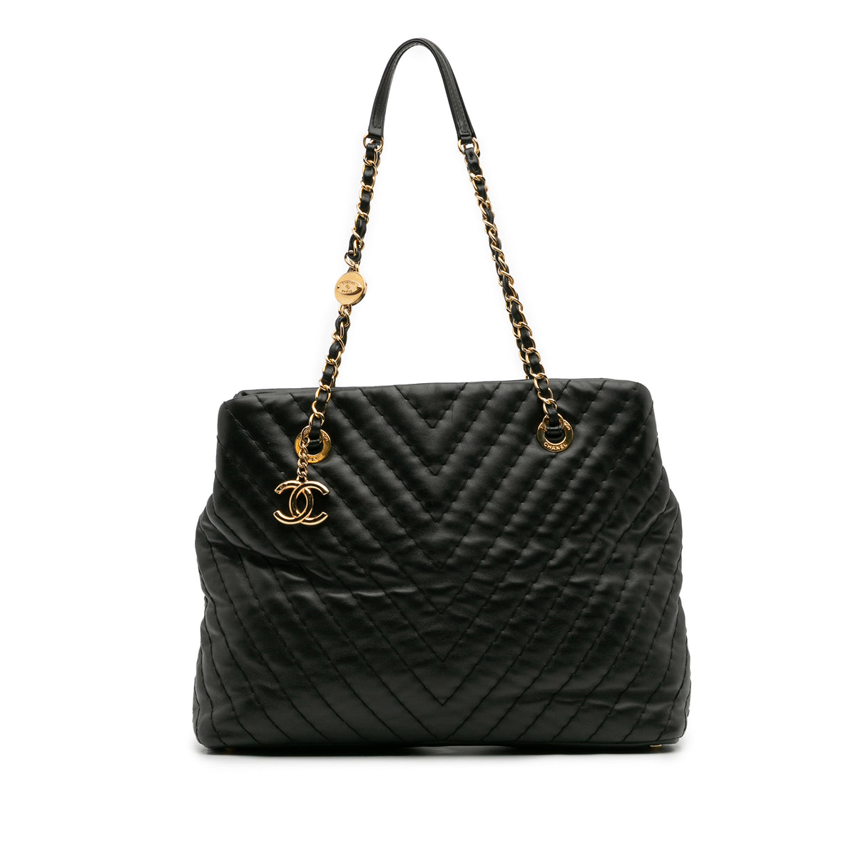 Large Chevron Calfskin Surpique Tote