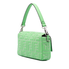 Zucca Embossed Stitched Leather Baguette Satchel