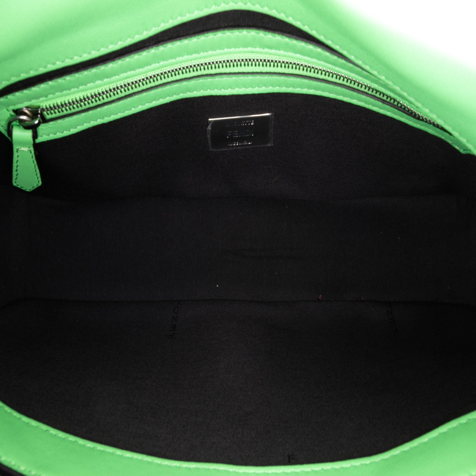 Zucca Embossed Stitched Leather Baguette Satchel