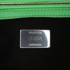 Zucca Embossed Stitched Leather Baguette Satchel