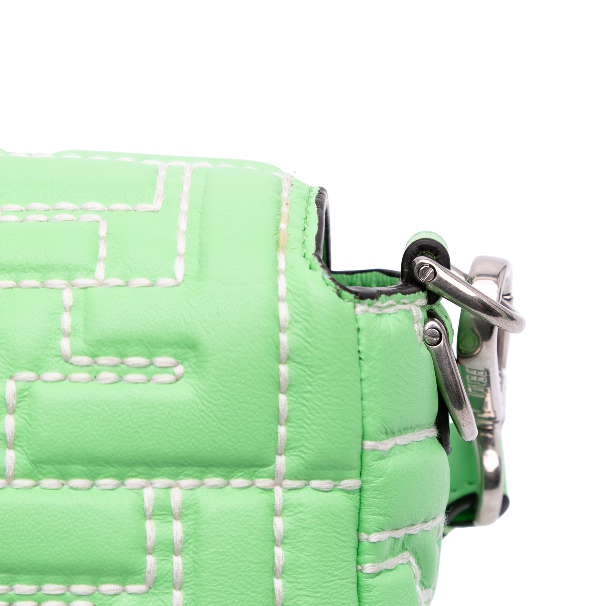 Zucca Embossed Stitched Leather Baguette Satchel