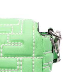 Zucca Embossed Stitched Leather Baguette Satchel