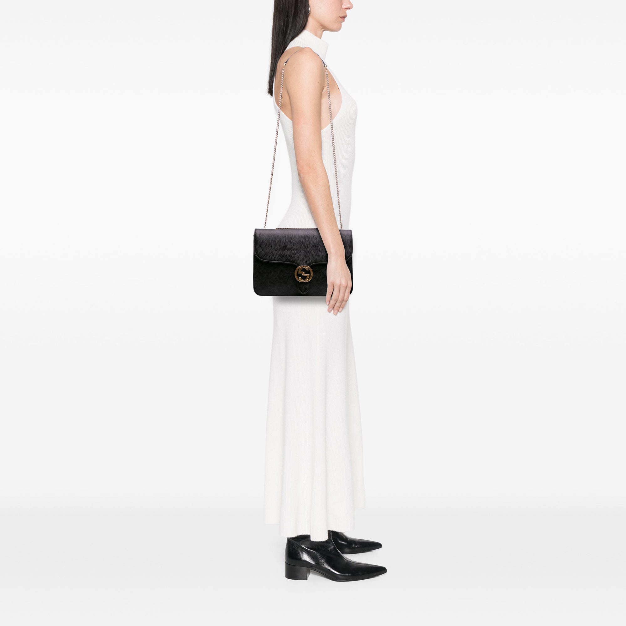 Medium Dollar Calfskin Interlocking G Crossbody