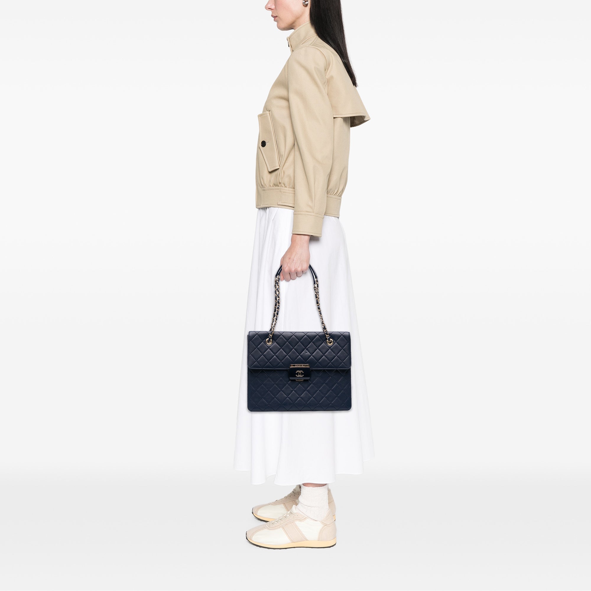 Quilted Sheepskin Beauty Lock Shopping Tote