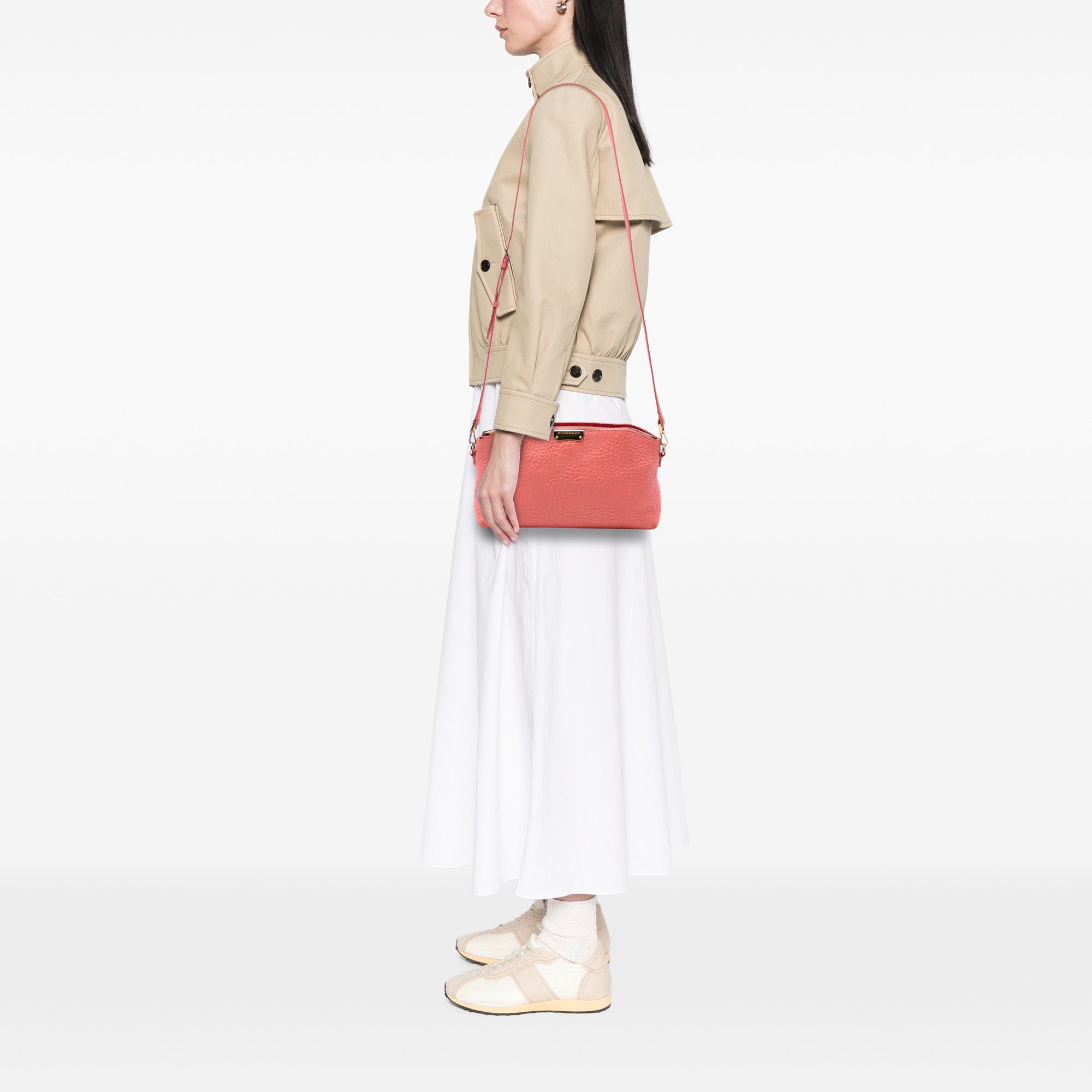 Small Grain Check Embossed Leather Chichester Crossbody